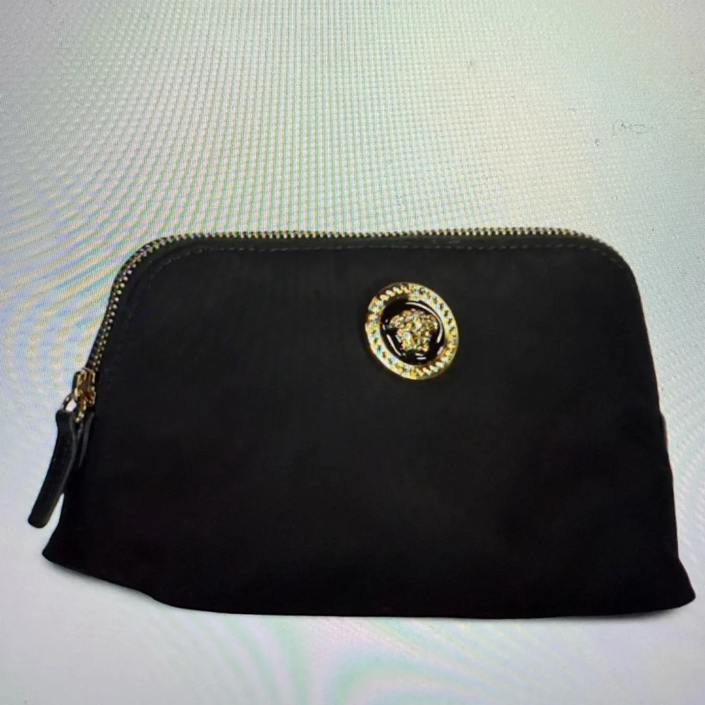 Versace Black Cosmetic Pouch with Gold Medusa